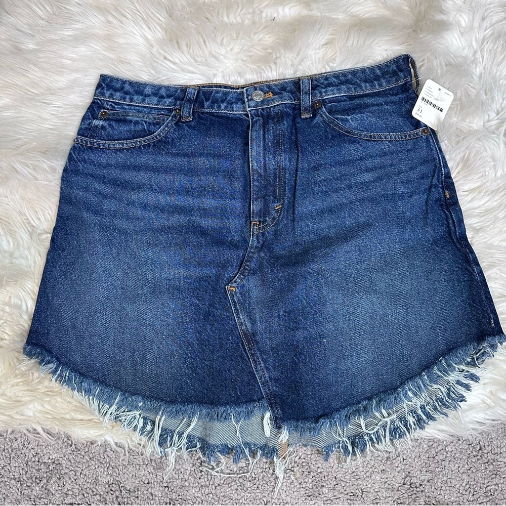 Nwt Free‎ people Denim Frayed Hem Mini Skirt